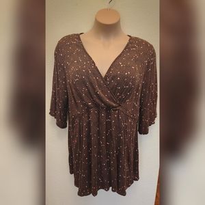 TORRID Babydoll Heart Print Challis Surplice V-neck Top